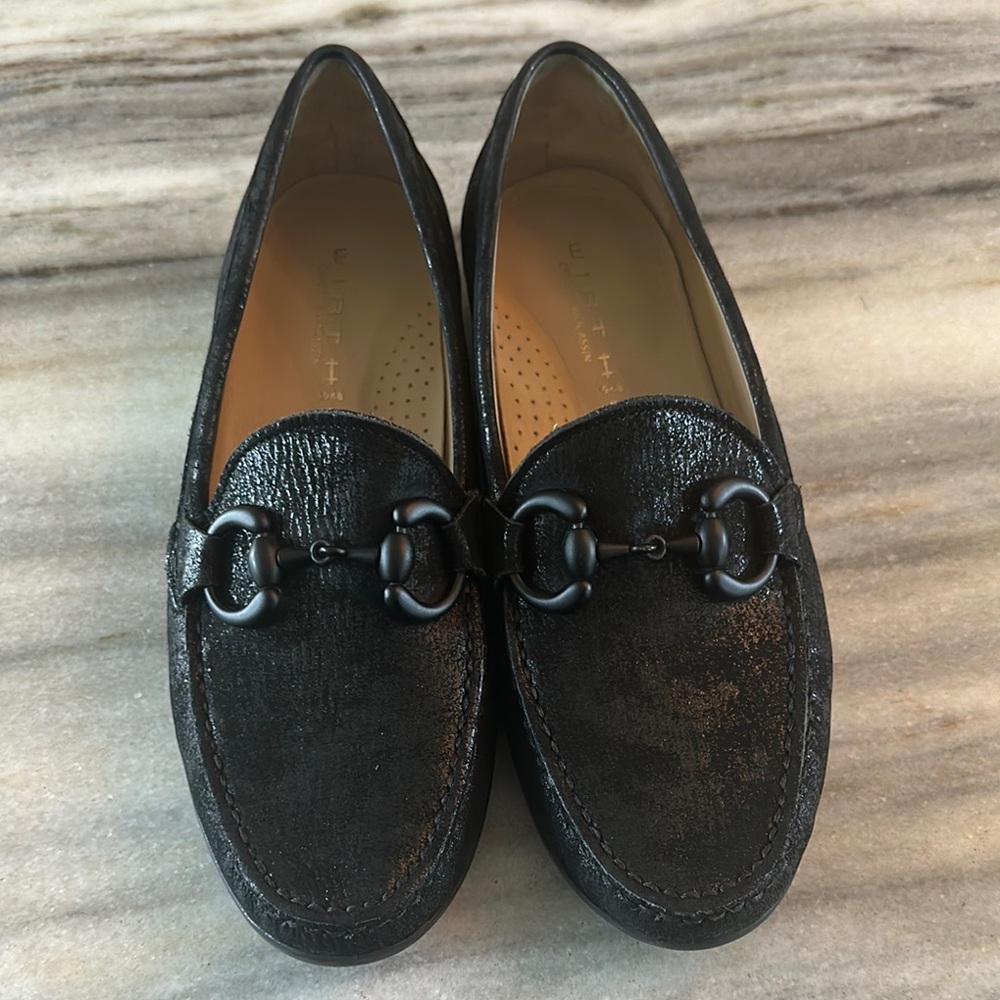 WIRTH ORIGINAL MOCASSIN -Black leather Loafers with Buckle Detail